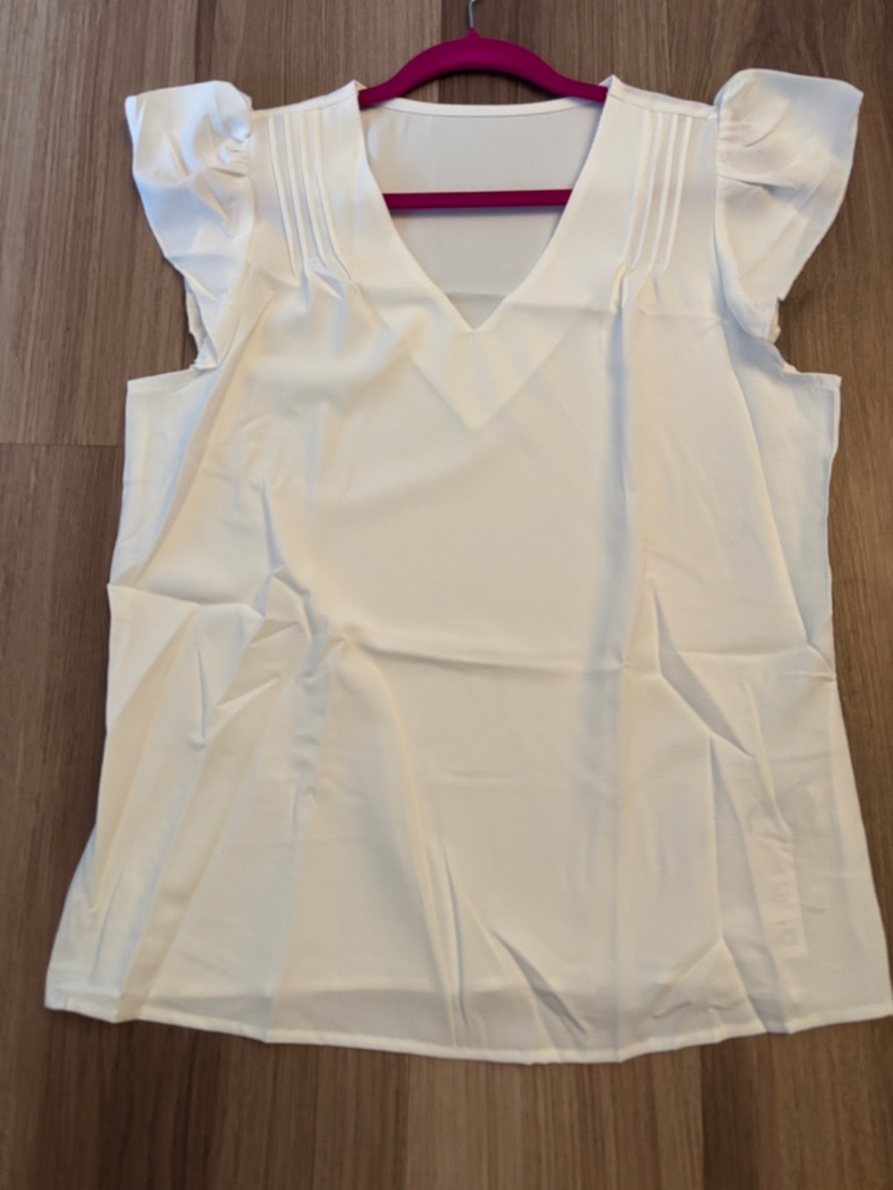 V-Neck Cream Flutter Sleeve Blouse